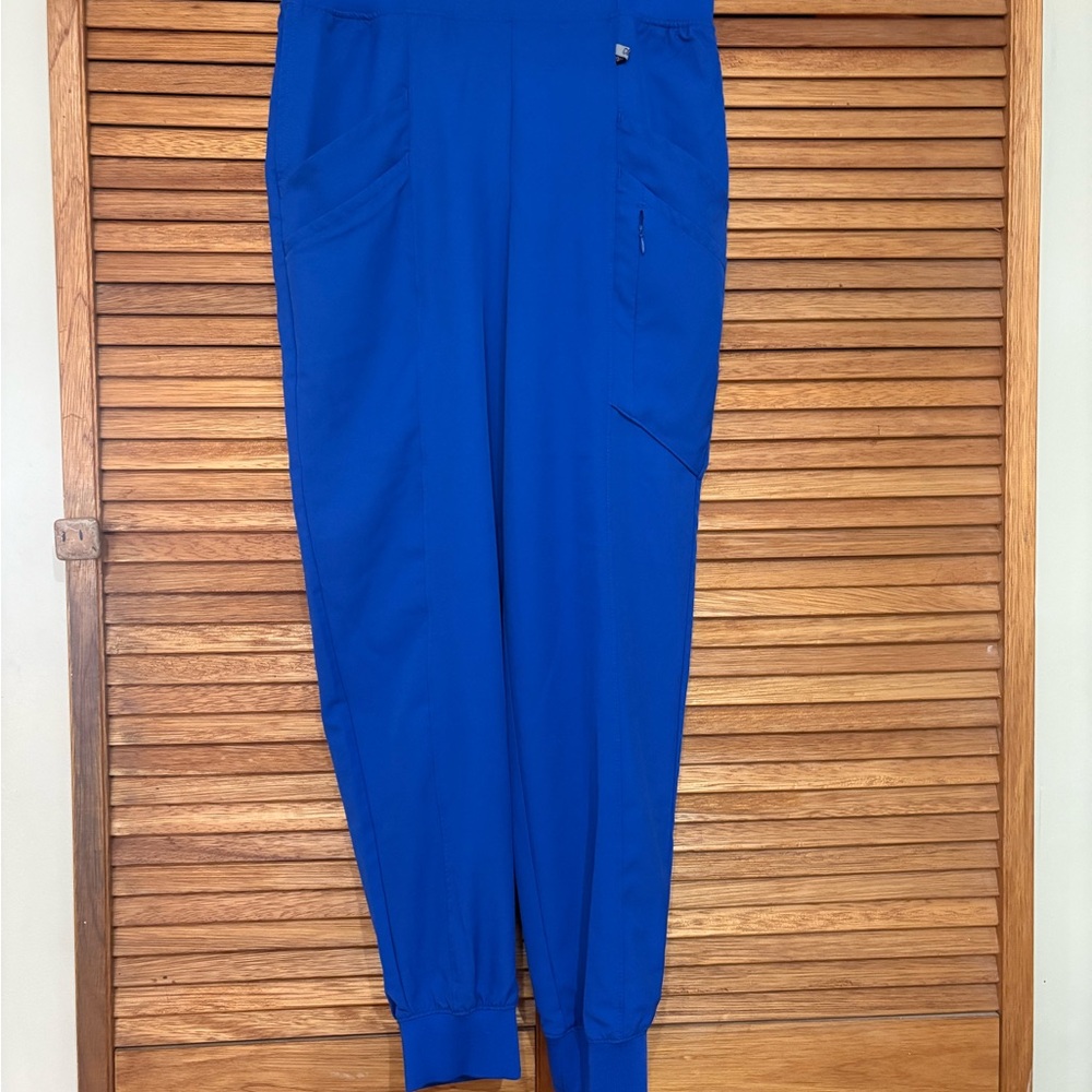 Vibrant blue fitted scrub pants